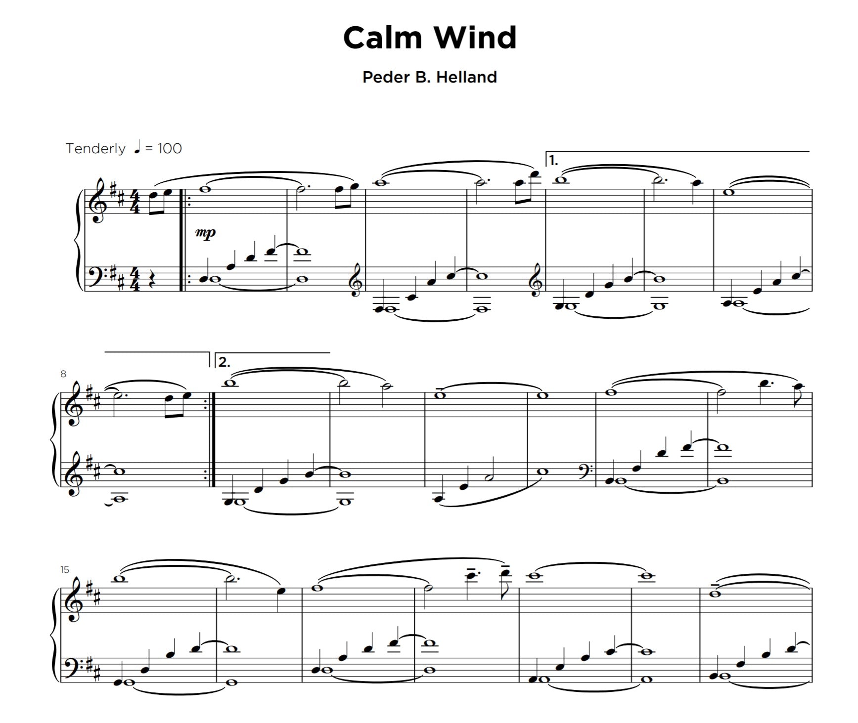 Calm Wind - Sheet Music (PDF) | By Peder B. Helland – Soothing Relaxation